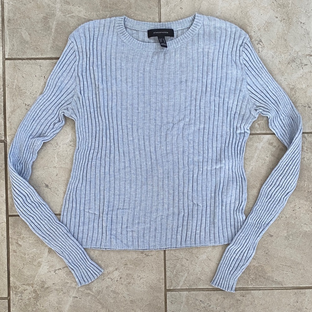 Atmosphere Baby Blue Ribbed Long Sleeve Shirt